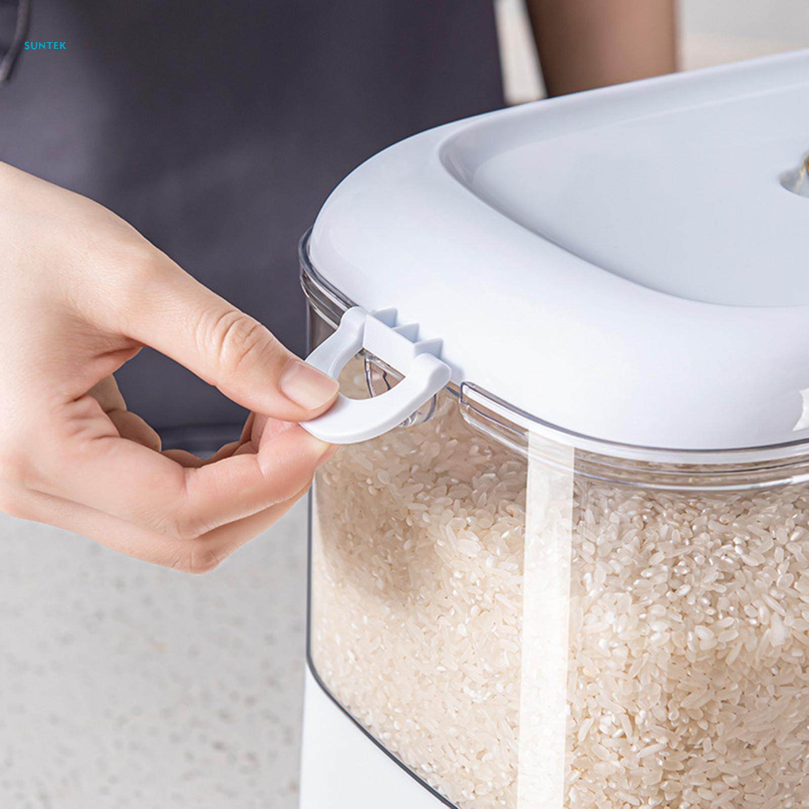 Dispenser Rice Container 4 Grid for Soy, Corn, Rice, Red. 