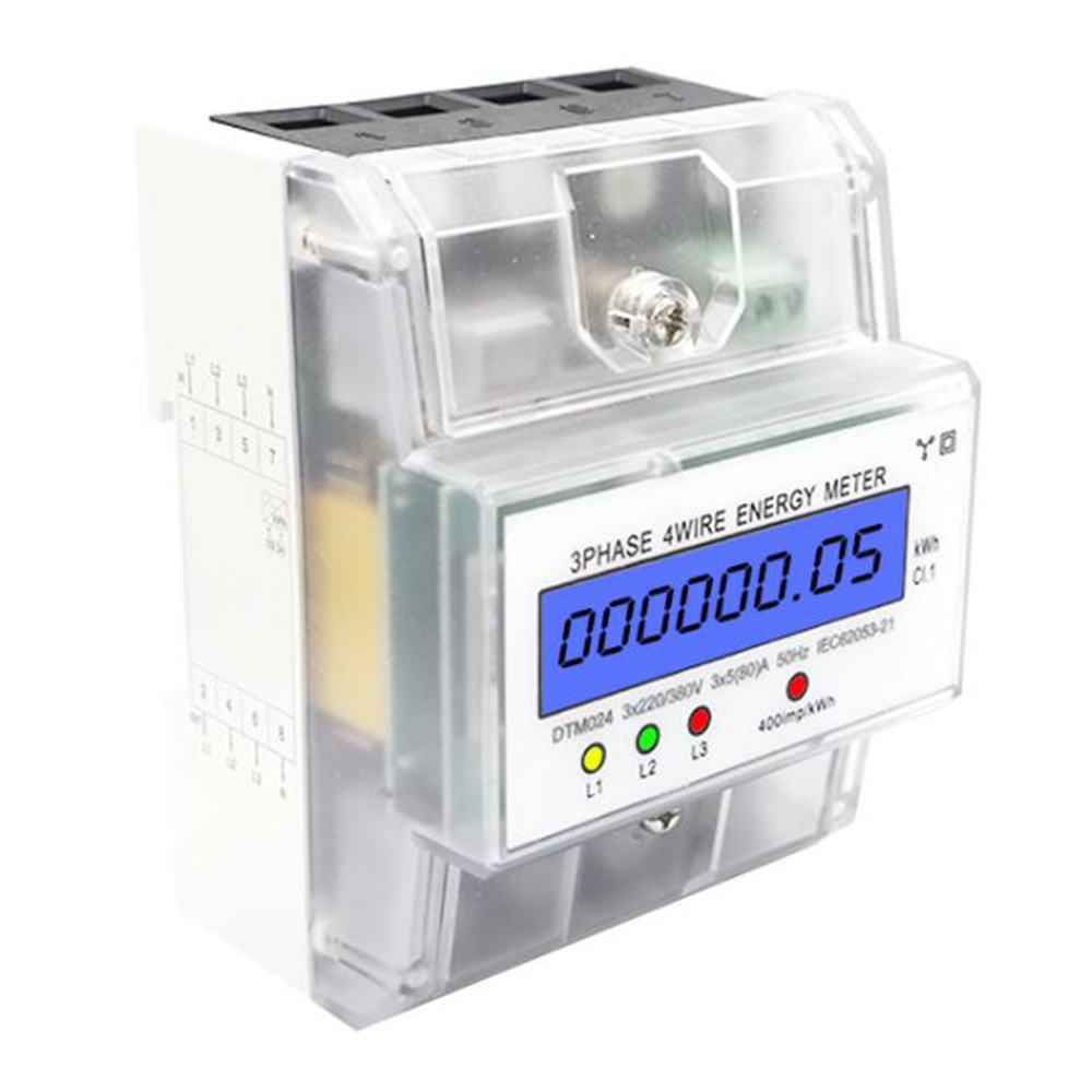 3 Phase 4 Wire Energy Meter 220/380V 5-80A Energy Consumption KWh. 