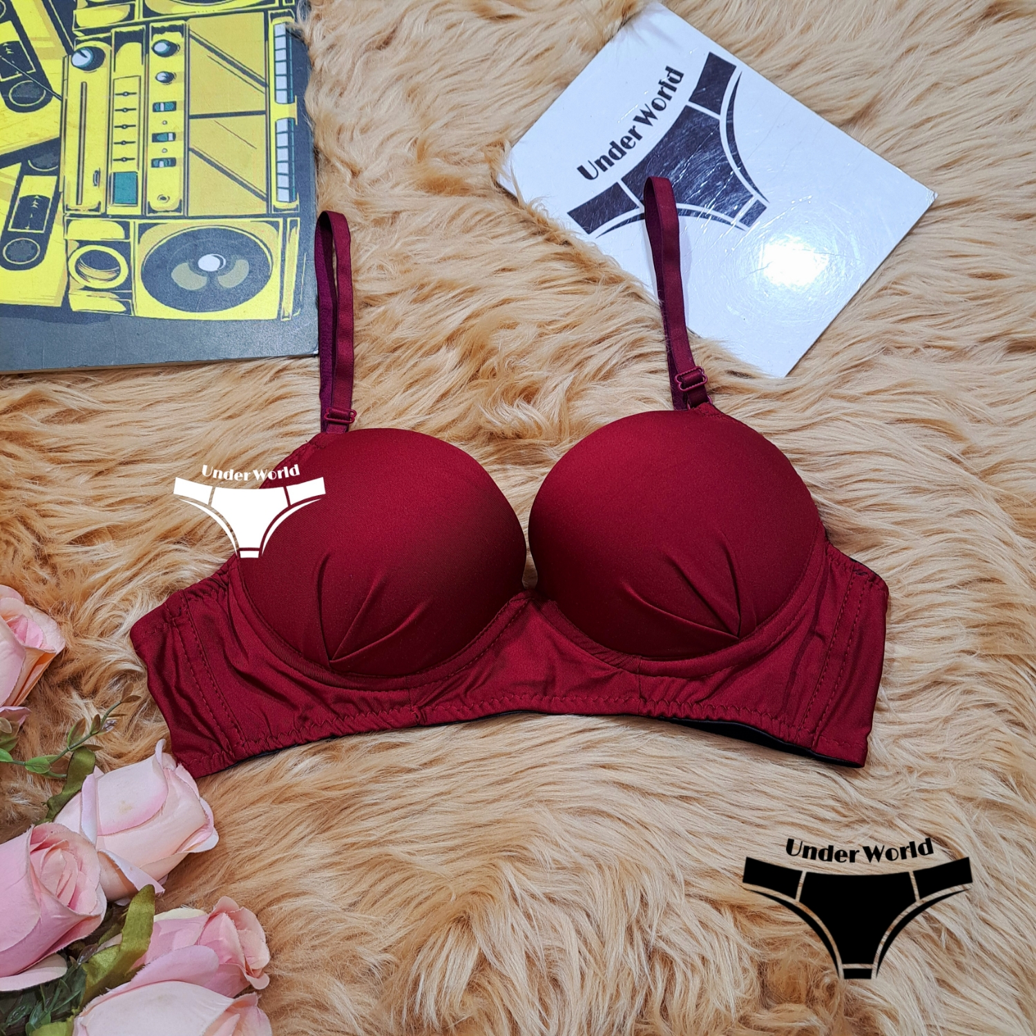 Maroon Push-Up Padded Foam Bra for Women and Girls - & Comfortable