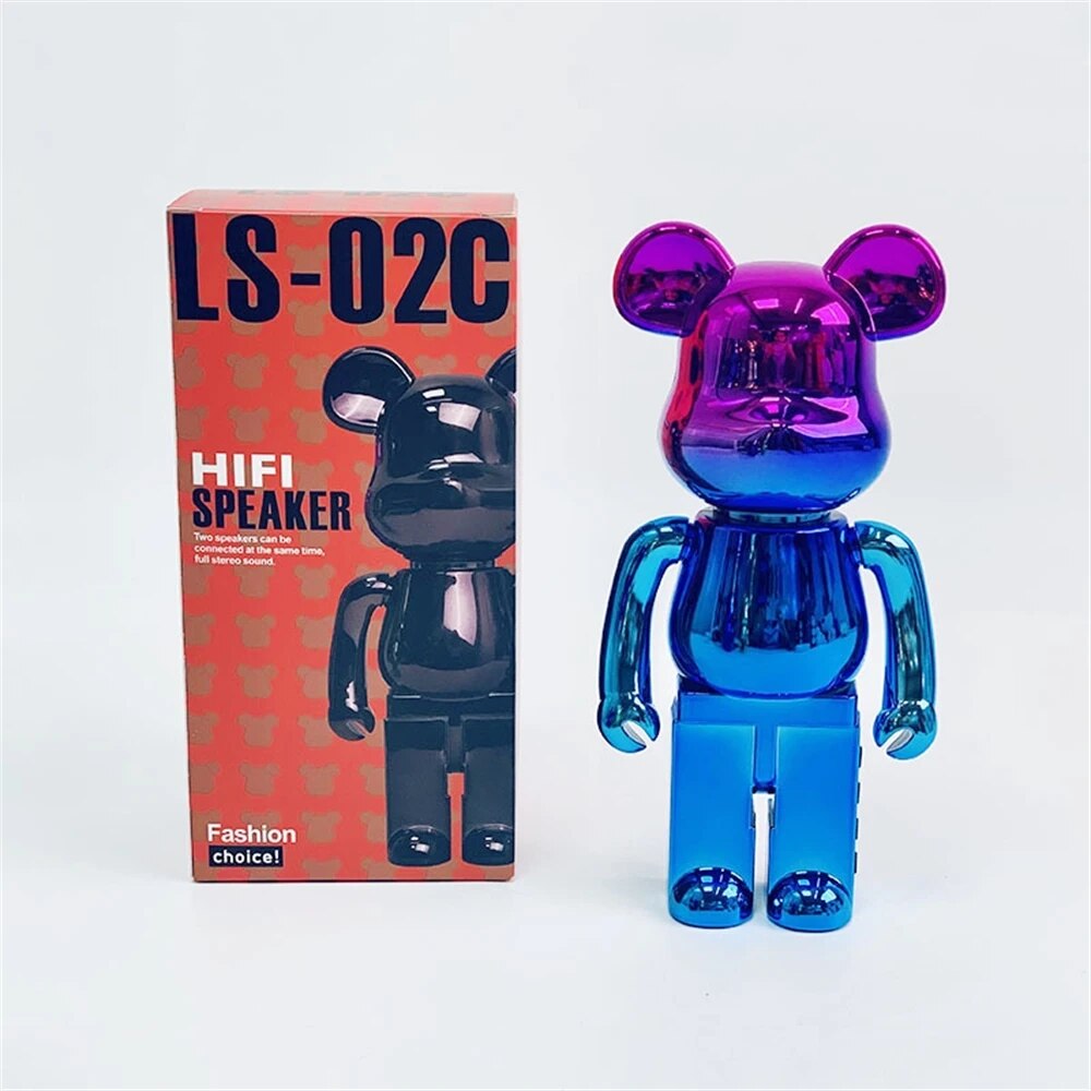 New Creative Wireless Speaker Bluetooth 5.2 Portable HIFI Bass Speakers Plating Gradient Color Cartoon Bear Table Desk Ornament. 