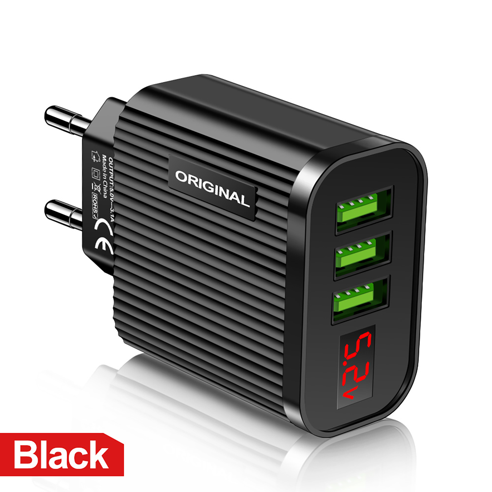 【FUPANG】Kokko 3 USB ports digital display phone charger 5V/3.1A travel fast quick adapter plug