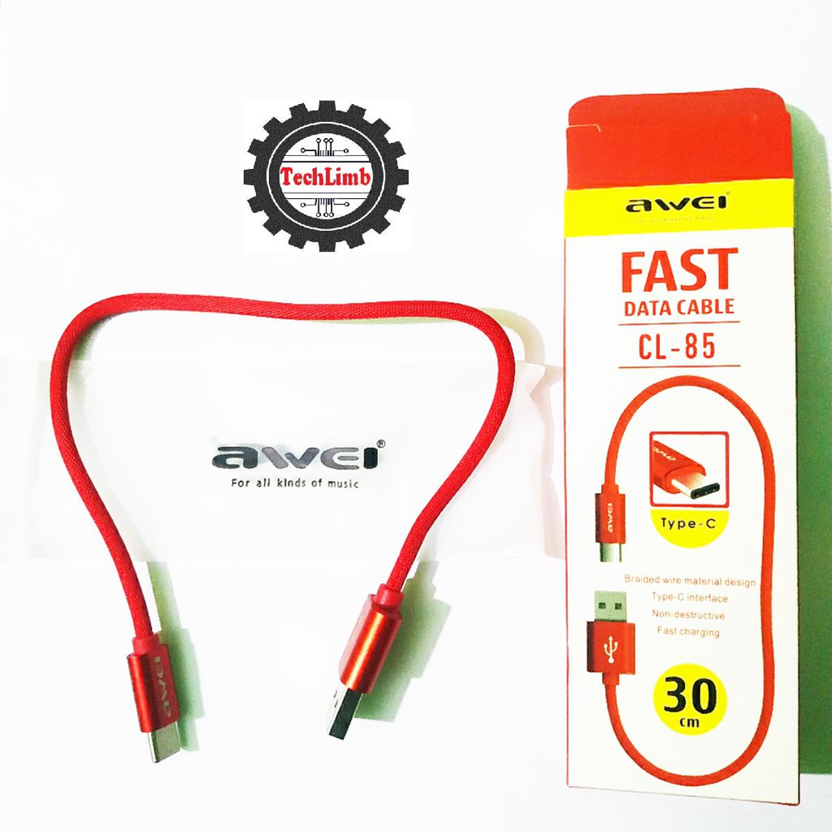 Mini Fast Charging Nylon Braided Micro, Type-C & Lightning Data Cable CL-85 30cm for Powerbank Use - TechLimb