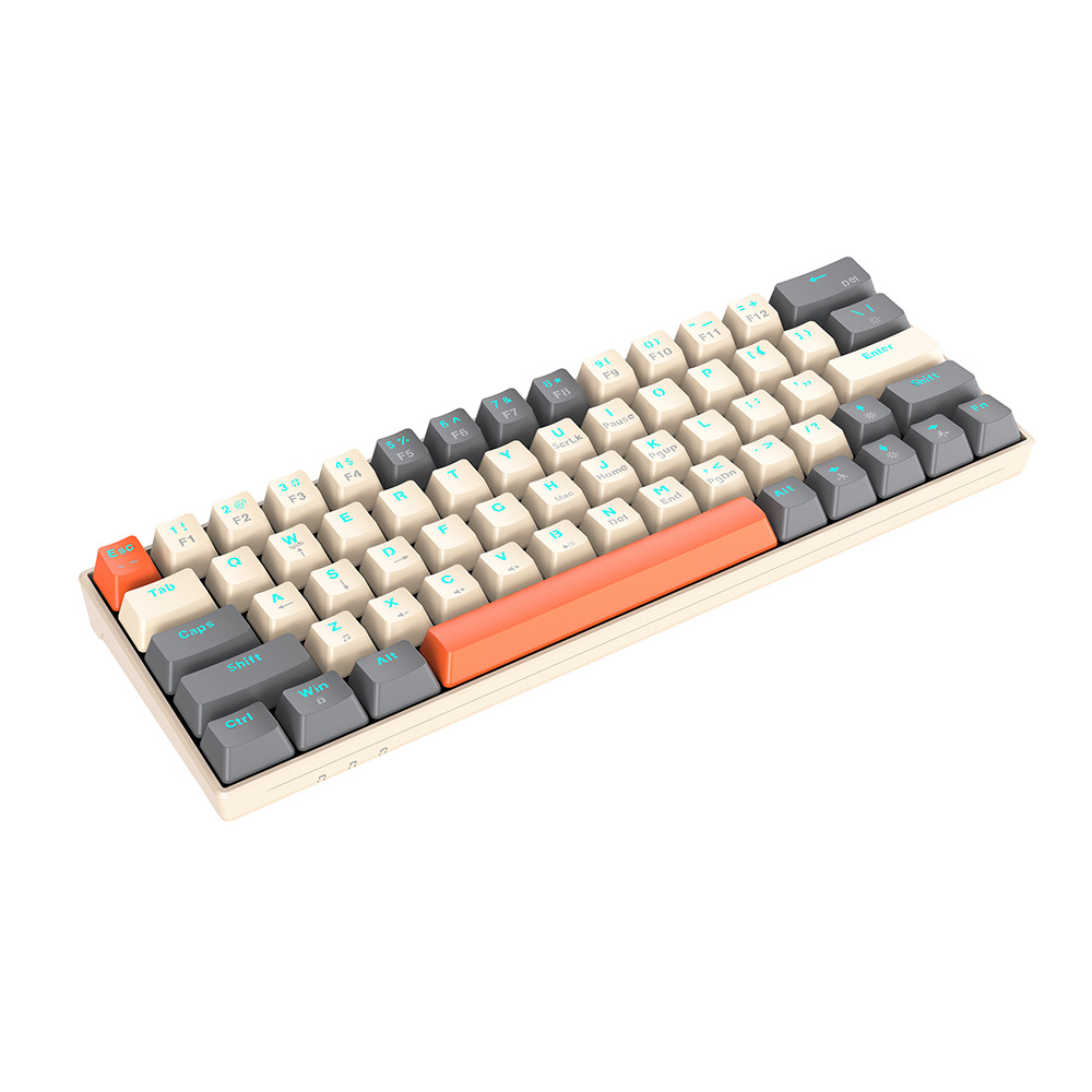 T-WOLF New T60 Mechanical Keyboard TYPEC port key line separation mixed light gaming co-branded model factory source. 
