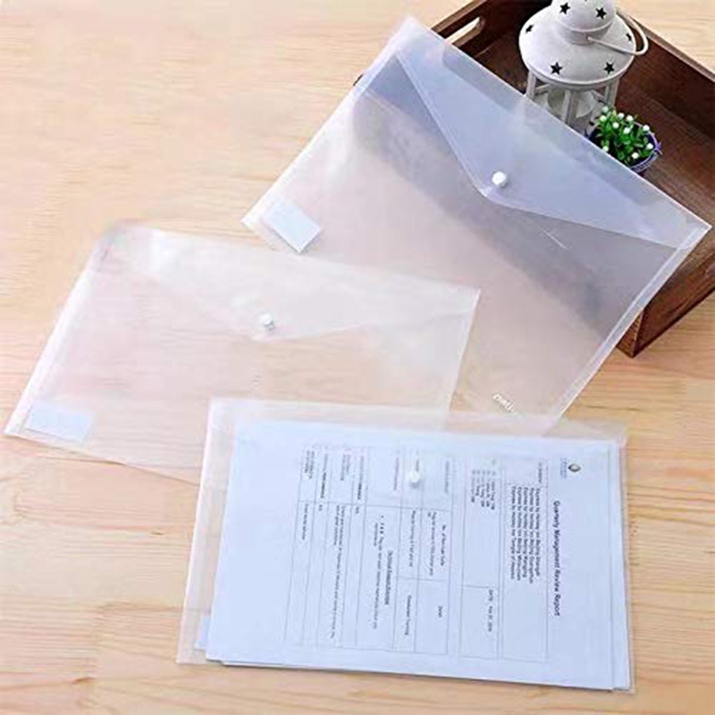 Poly Envelope Folder with Snap Button Closure, Premium Quality Clear Plastic Envelopes,30 Pcs Waterproof Transparent Project Envelope Folder, A4 Letter Size. 