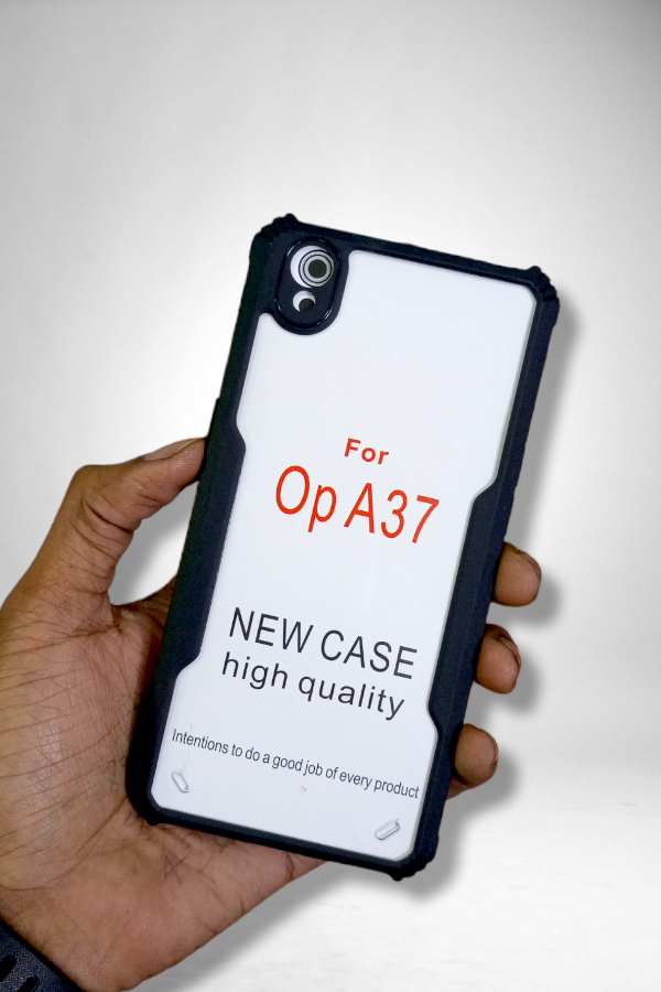 For Oppo A37 Edge-Reinforced Shockproof Cushion Back Clear Hybrid Transparent Hard Cover Casing. 
