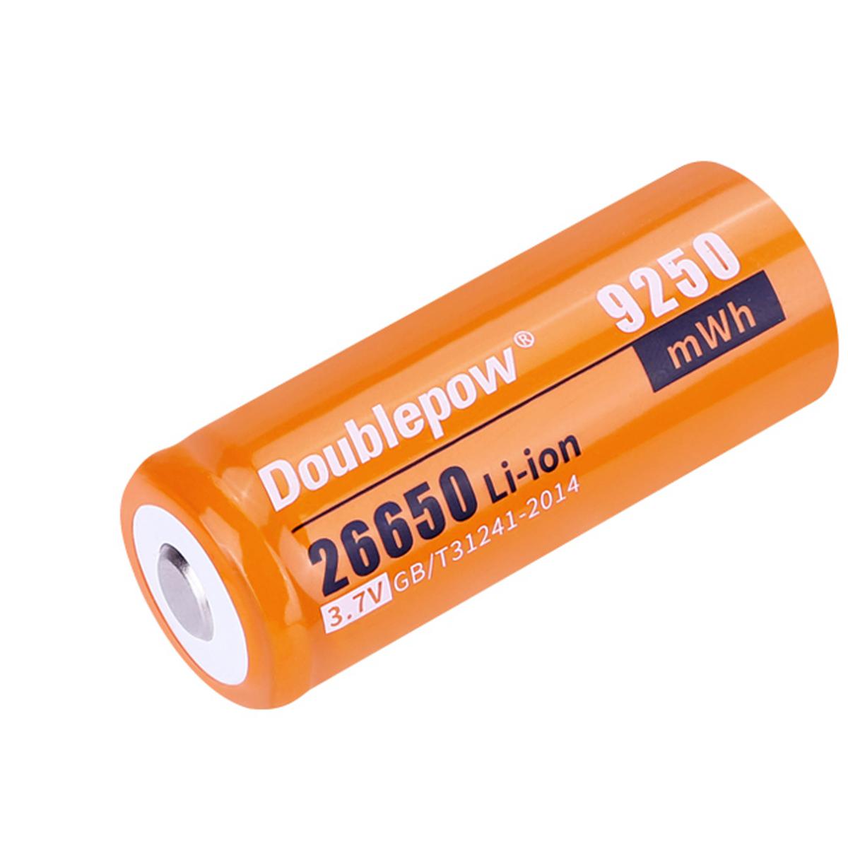Doublepow Rechargeable lithium ion 3.7V 9250mWh cylindrical 26650 li ion rechargeable battery for flashlights  For Flashlight batteries  and power banks