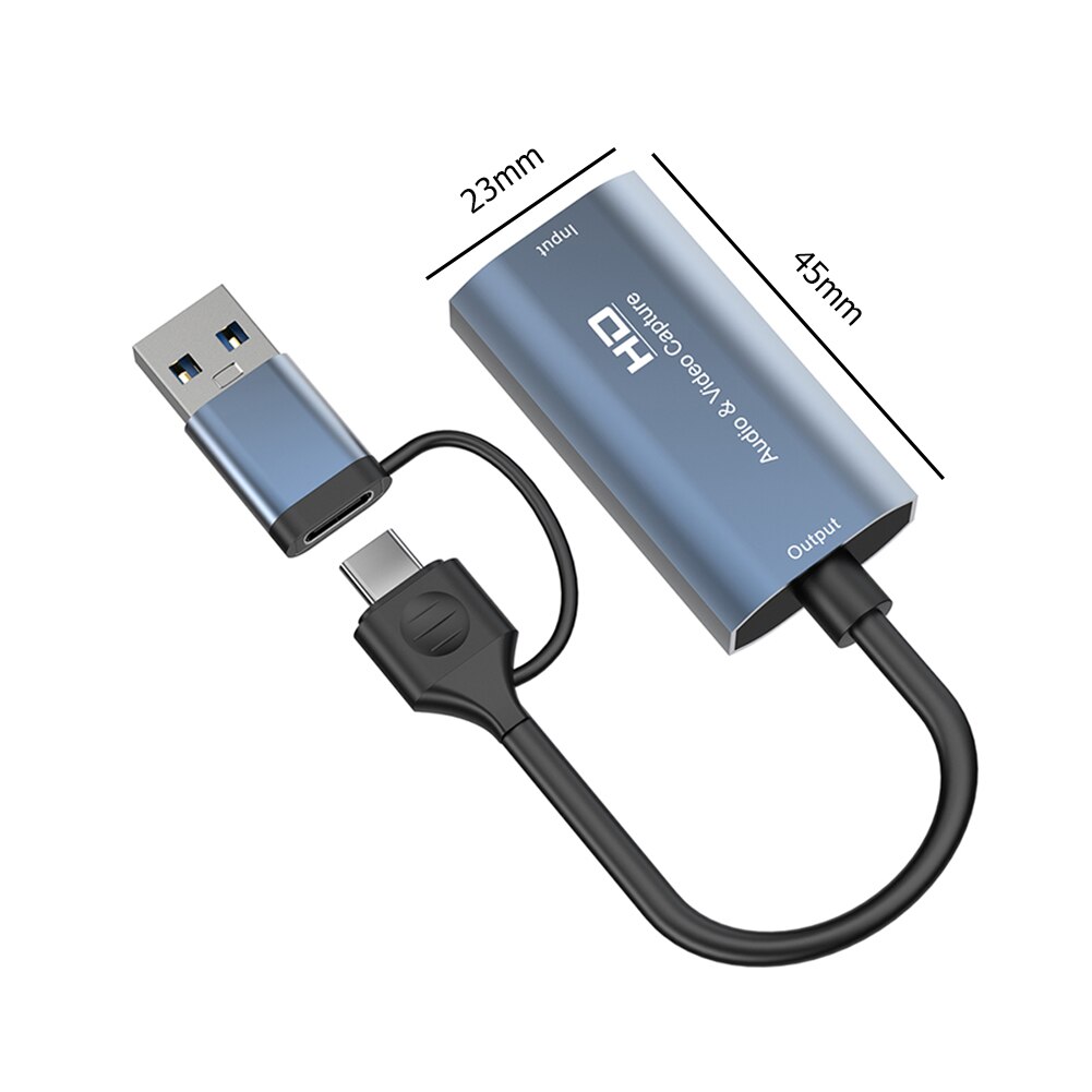 Type C Video Capture Card HDMI-compatible Video Grabber Portable 4K Video Capture Card HD 1080P for Live Streaming Video Record. 