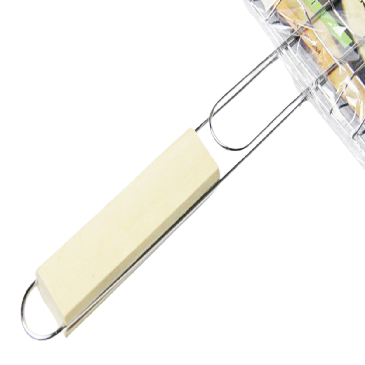 Grilled Fish Rack Iron Wire Widened Handle Chrome Plating Process Outdoor Barbecue Utensils. 