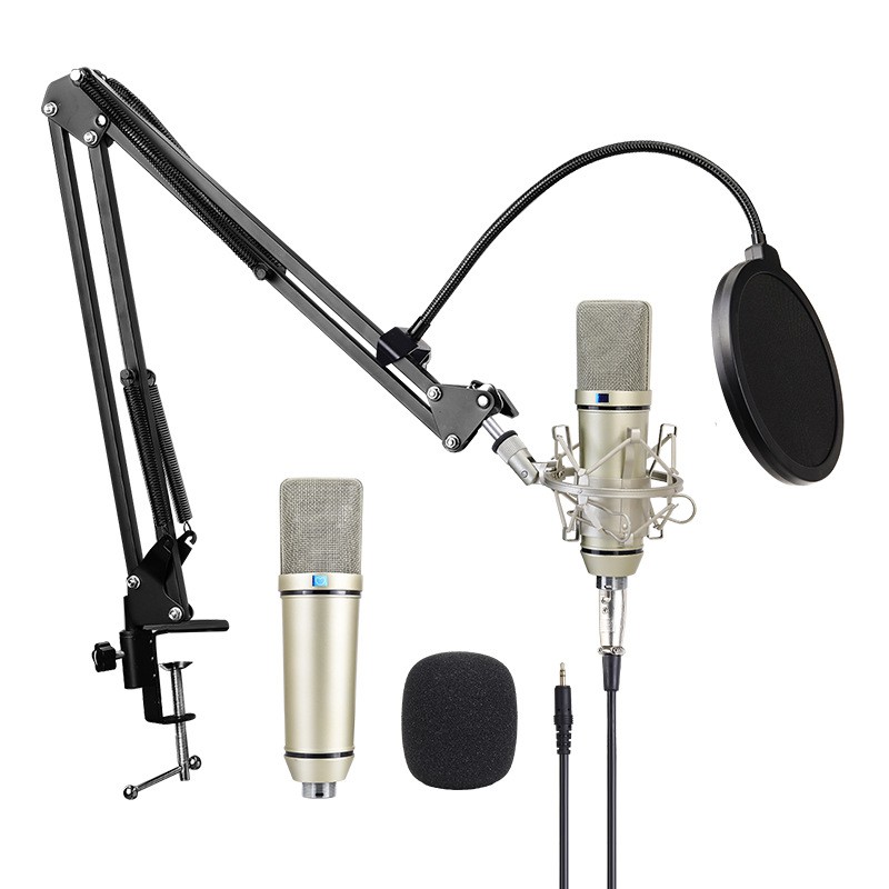 U87 Condenser Microphone For PC Phone Large Diaphragm Condenser Microphone with Foldable Stand POP Filter For Vocal Record Live Karaoke Mic Microphone. 
