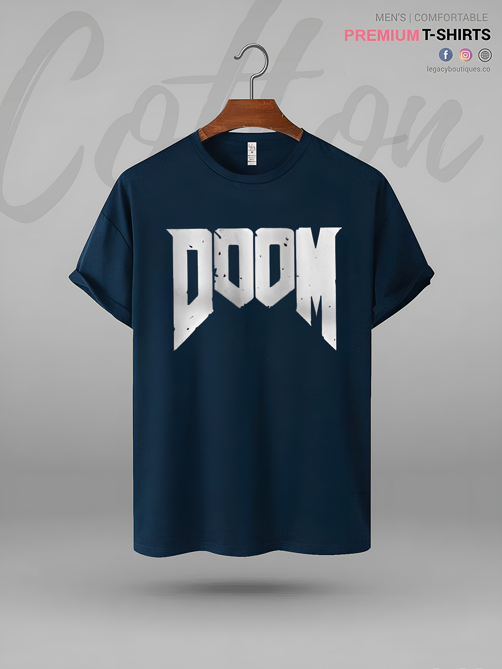 Men's High Quality T-Shirt In Lowest Price Doomguy Doom Character Name Printed. 