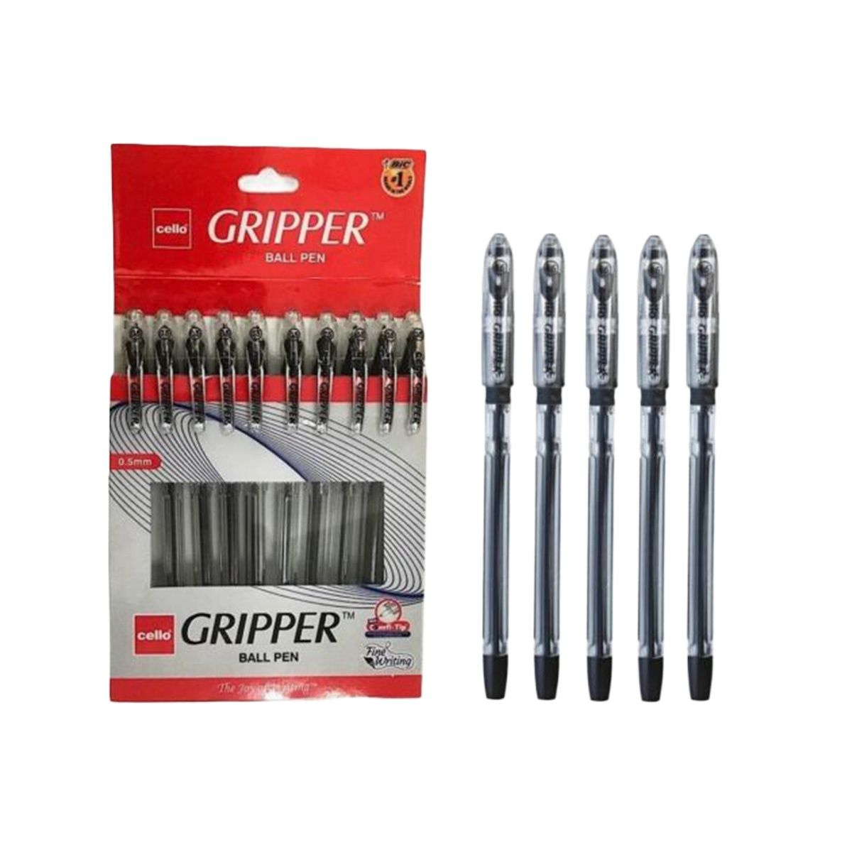 Cello Gripper Ball Pen -Black 10 Pens Pack. 