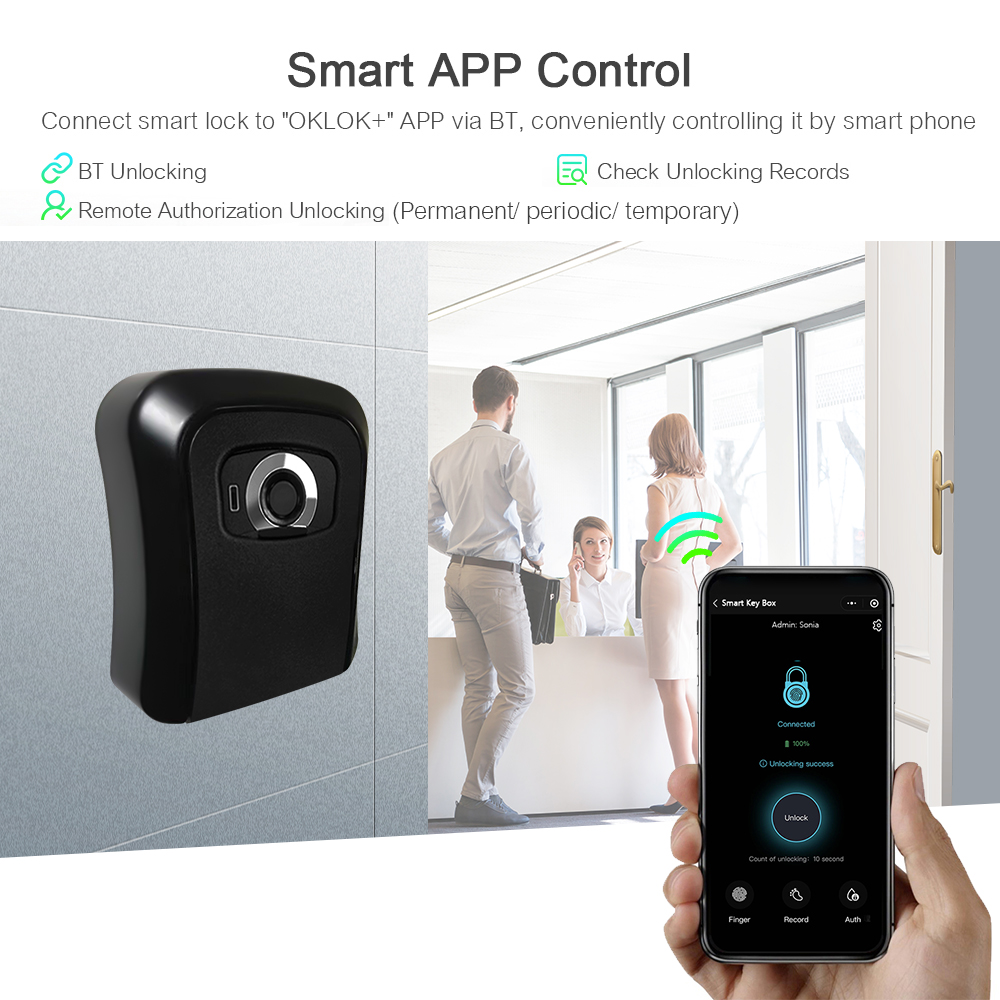 KOGEEK Smart Key Lock Box Storage Box APP & Fingerprint Unlocking 100 Groups Capacity Rechargeable Key Safe Box Holder Wall Mount for Home Office Apartment Warehouse. 