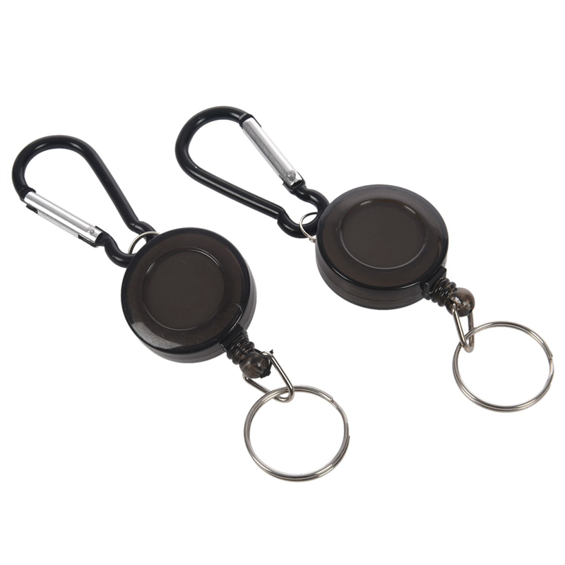 6 PCS BADGE REEL - RETRACTABLE RECOIL YOYO SKI PASS ID CARD HOLDER KEY CHAIN Color:Black Amount:2Pcs