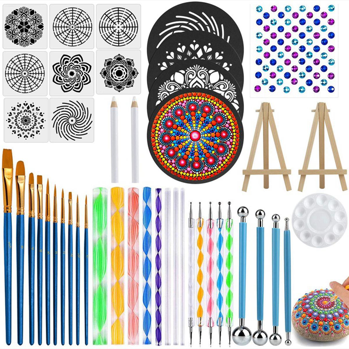 BRADOO-45 PCS Mandala Dotting Tools Set, Stencil Painting Arts