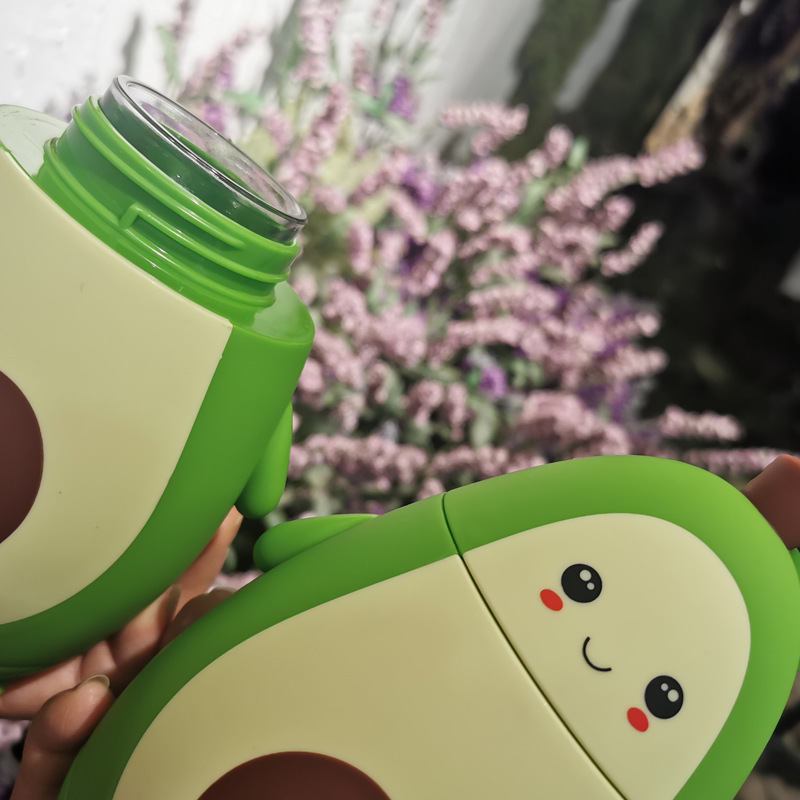 280ML Cartoon Avocado Water Bottle Portable Kawaii Kettle Double Layer Student Cute Portable Water Cup Juice Drinking Cups. 