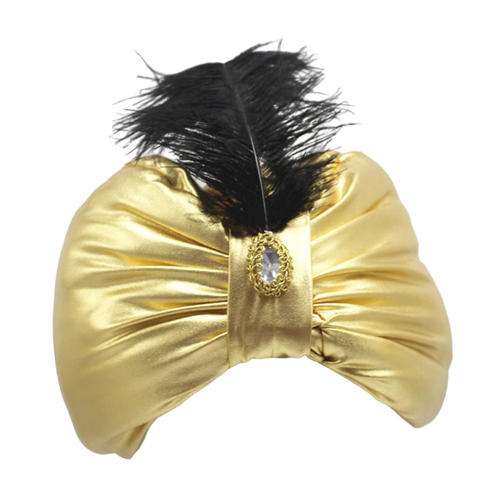 Arab India Pleated Turban Hair Cover Headwear Scarf Men Sultan Costume Twisted Pleated Fashion Funny Party Hats Soft Hijab Cap. 