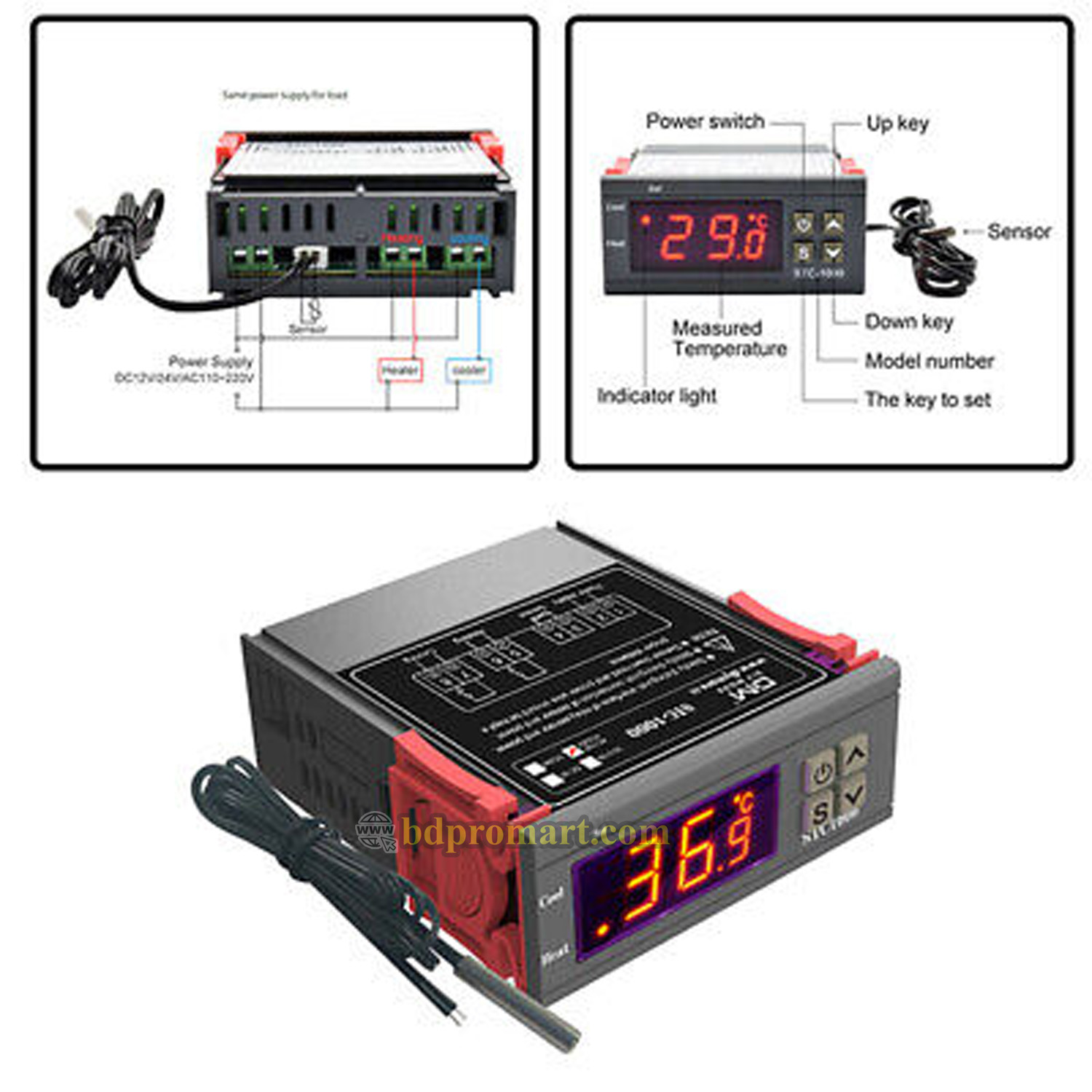220V STC-1000 Digital LCD Temperature Controller Sensor for Poultry Farm Aquarium Hatching Seafood machine electronic Thermostat Control. 