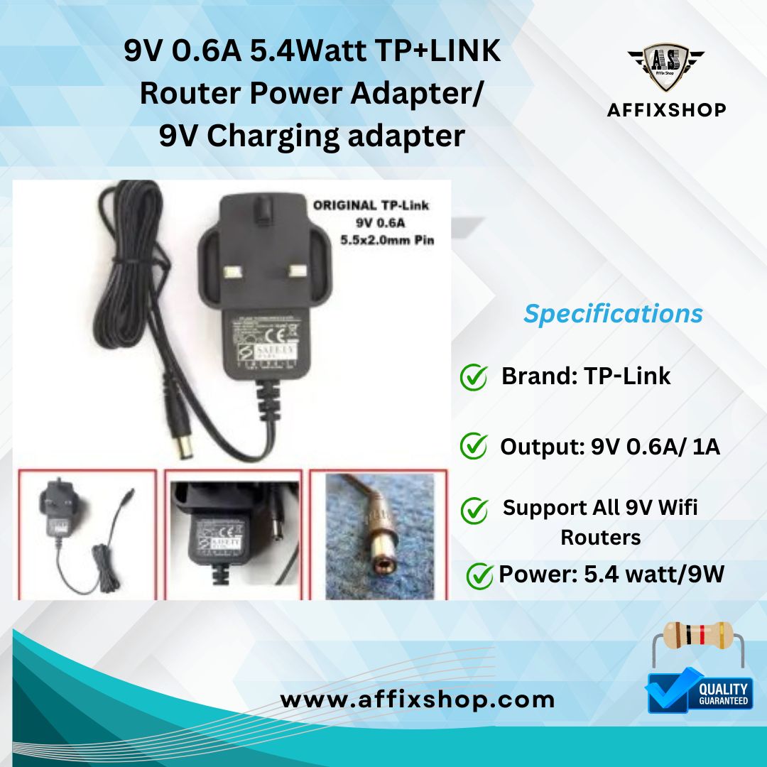 9V 0.6A 5.4Watt TP+LINK Router Power Adapter/9V charging adapter