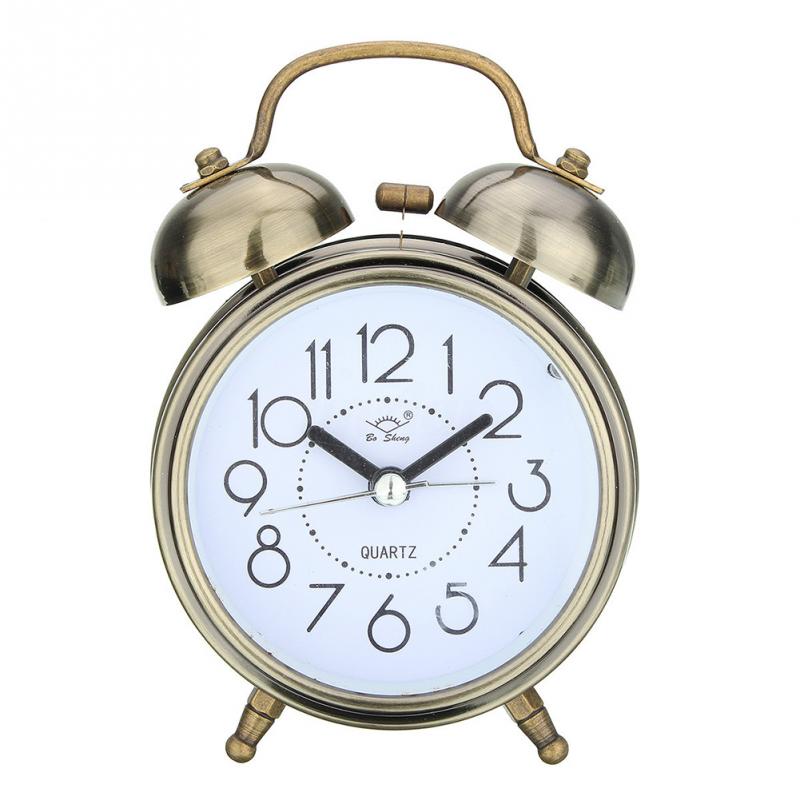 Creative Retro metal Alarm Clock Twin Bell Alarm Clock With Stereoscopic Dial Backlight Desk Clock Loud Alarm Clock Gift. 