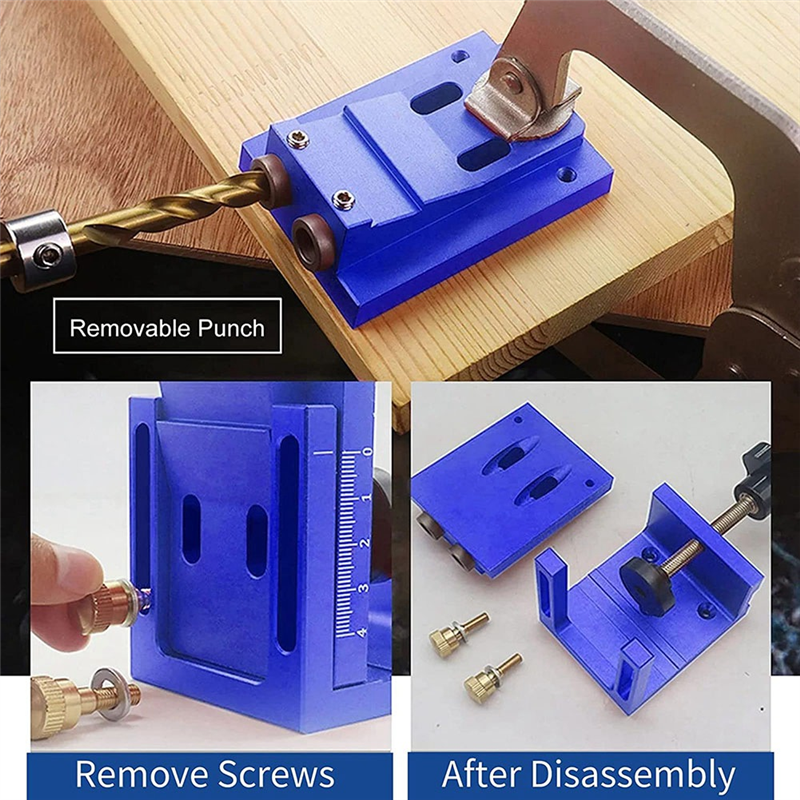Pocket Hole Jig Kit Replacement Accessories 15° Angled Woodworking Holes Locator, Drill Guide Jig Set W/2 Drill Bits for Carpentry. 