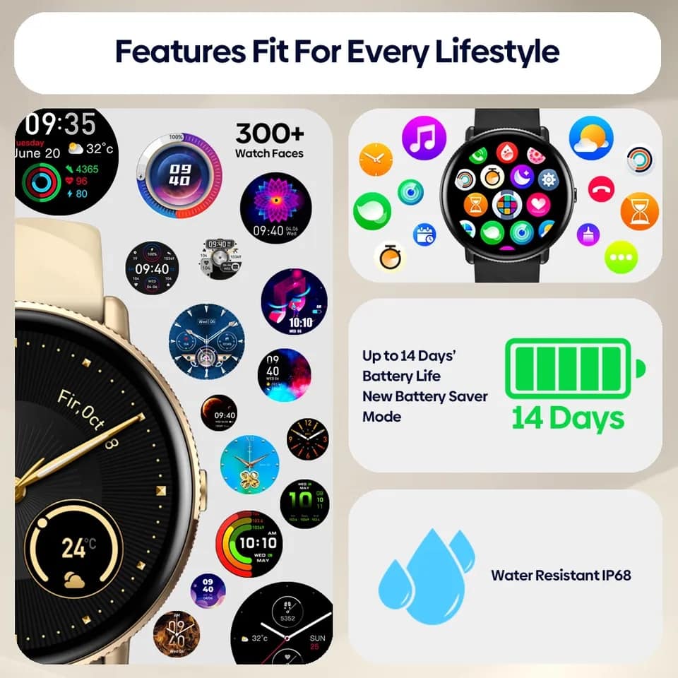 Zeblaze GTR 3 Pro Amoled Display Smart Watch Fitness & Wellness Smart Watch. 