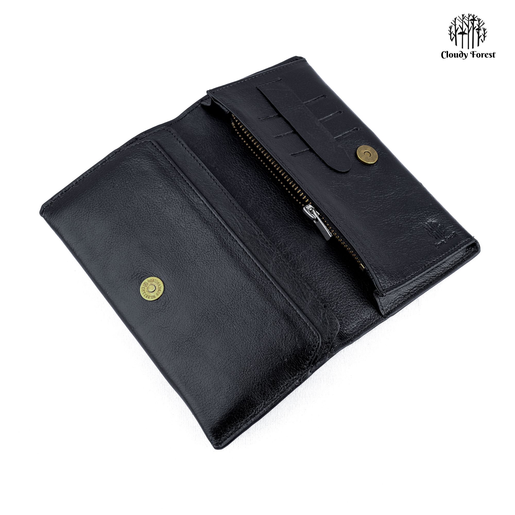Cloudy Forest Long Bifold Checkbook Wallet Money Bag Soft Leather Black Western Men's Wallet RFID Blocking Wallet For Men - wallet for men. 