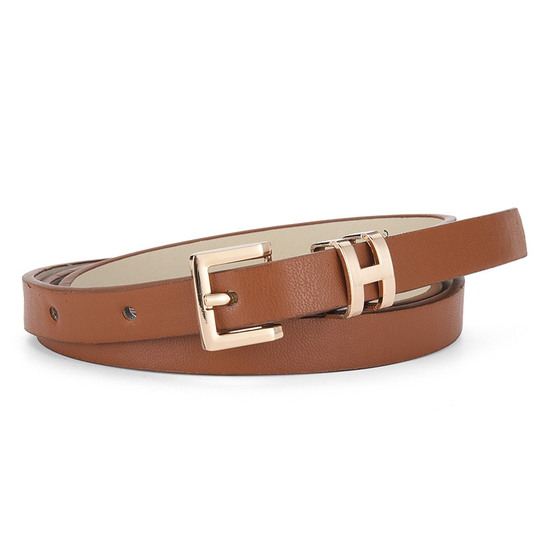 European and American hot-selling racer buckle two-piece set alloy pin buckle ladies thin belt premium decoration chic style belt women