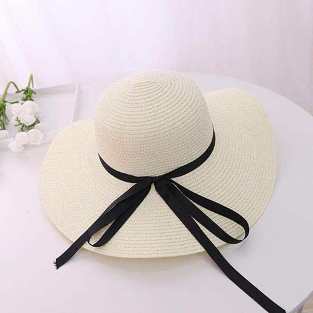 Custom Name Floppy Hats with Black Ribbon Honeymoon Beach Hat