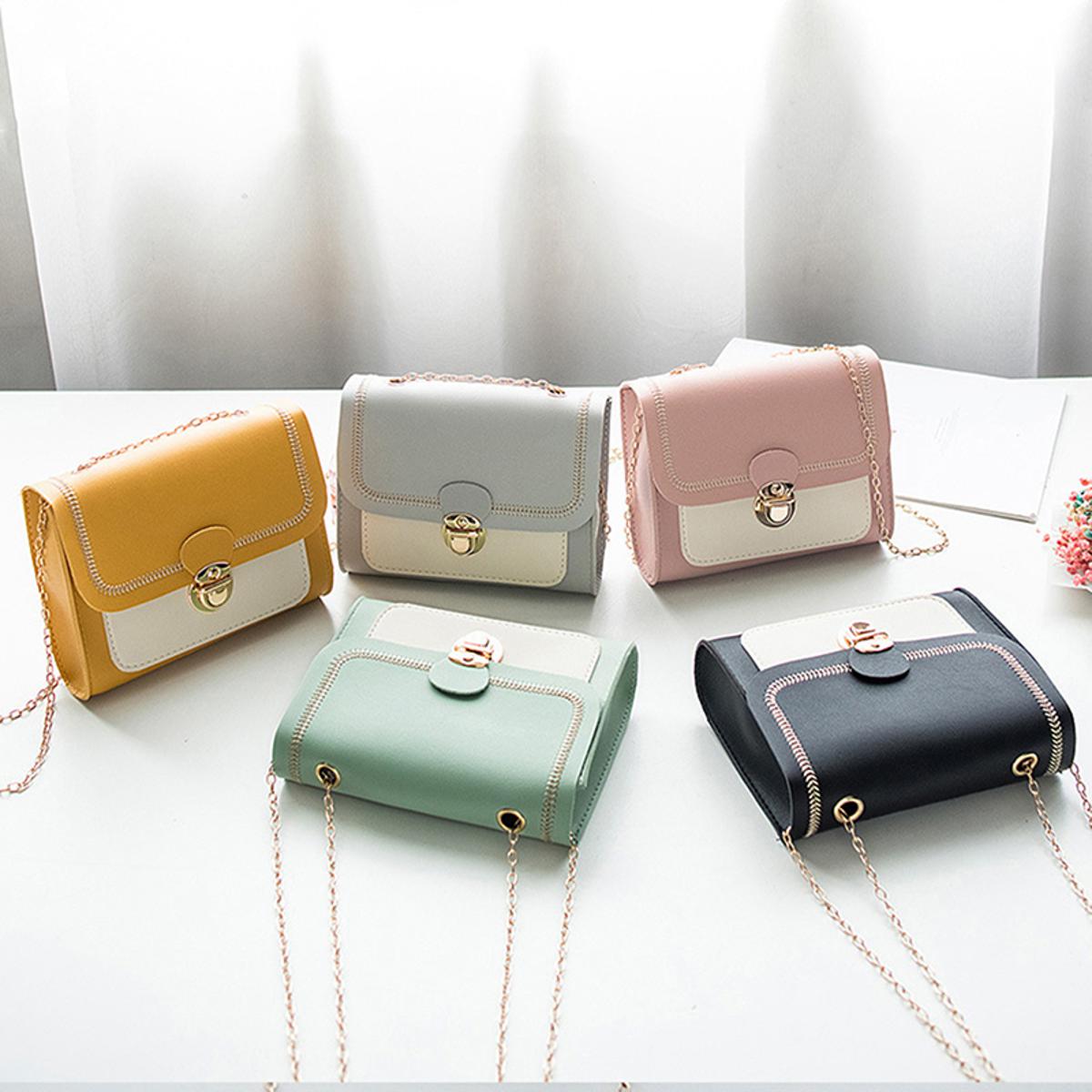 Summer Chain PU Leather Ladies Messenger Bag Stitching Women Shoulder Crossbody Bag Female Small Square Bag Clutch Bags Handbags Cherry Super Store