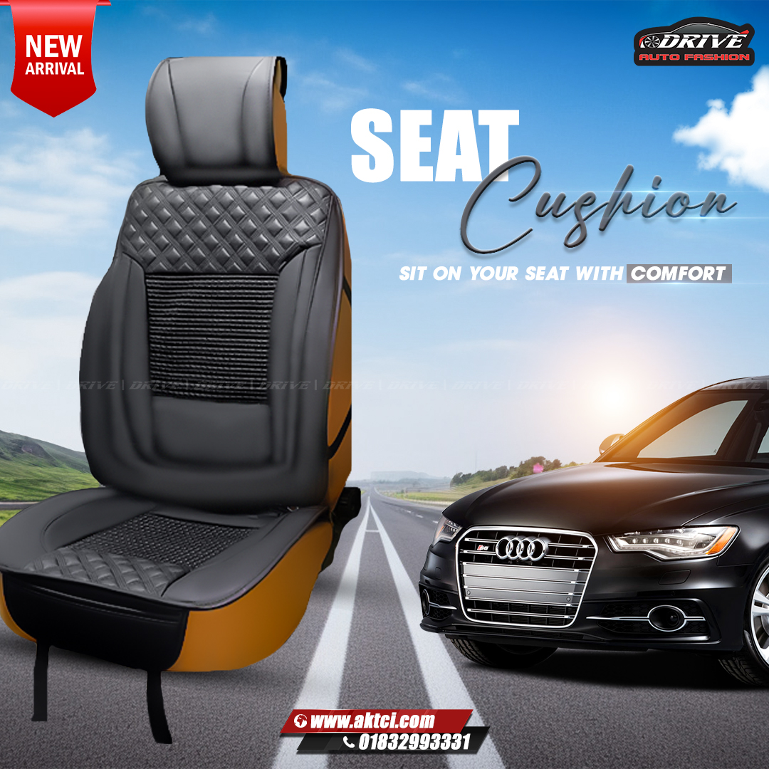 PVC Leather Car Seat Cushion | Luxurious Car Seat Cover | Anti Slip Universal size ,Front Car Seat cushion, Breathable , Car Seat Protector -1 PC