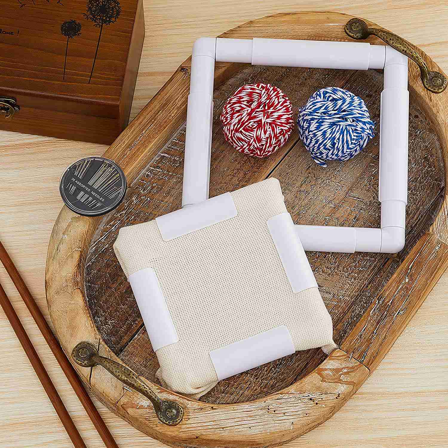 2Pc Cross Stitch Frame Square Embroidery Hoops Q Snaps for Cross Stitch Quilting Frame Sewing Hoop. 