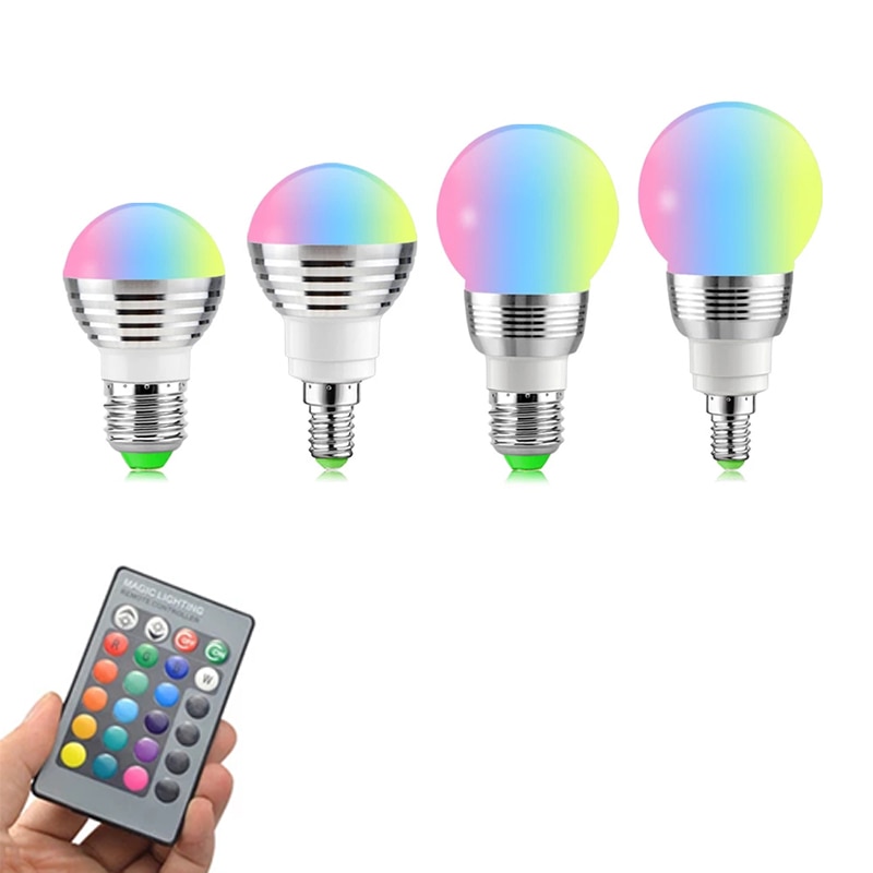 RGB LED Bulb E27 Light 24 Key IR Remote Controller 1W/3W/5W Colorful Magic Holiday  Club Decoration Night Bulbs High wer. 