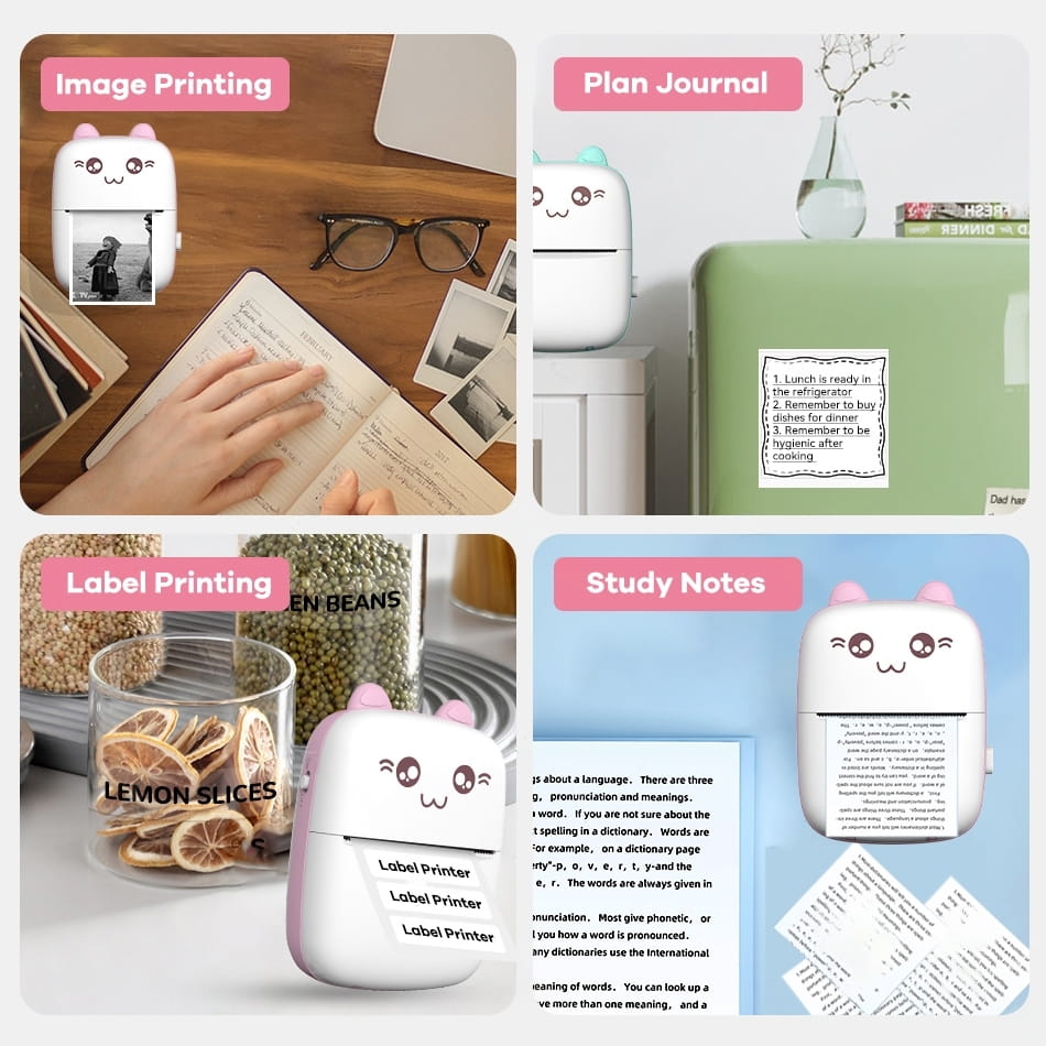 Portable Mini Thermal Printer 58mm Bluetooth Printer for printing Photo Label DIY Handcraft List Memo Notes Journal Receipt Instant Printer, Nadra-C9-Pink-Mini-3-Roll. 