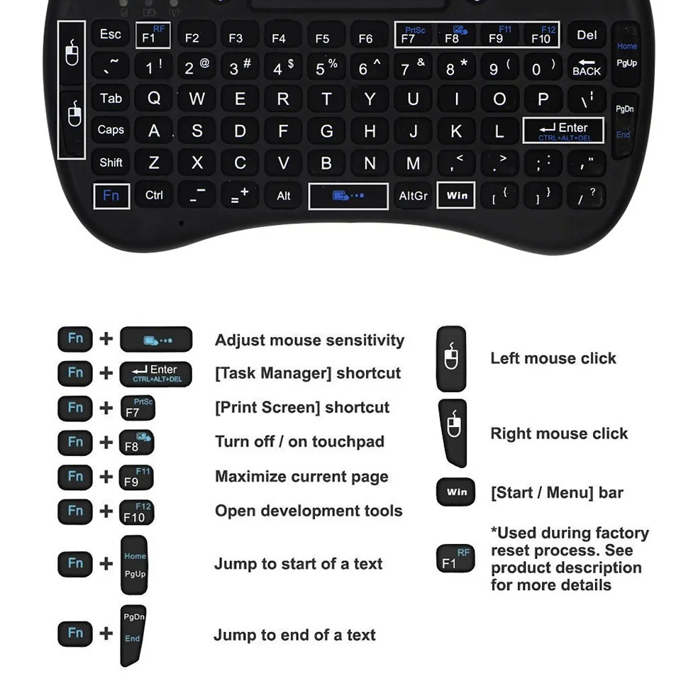 I8-B Mini Wireless Keyboard Rechargable Backlit Mini Keyboard With Touchpad Mouse - For Android Tv / Smart Tv  - Keyboard - Wireless Keyboard. 