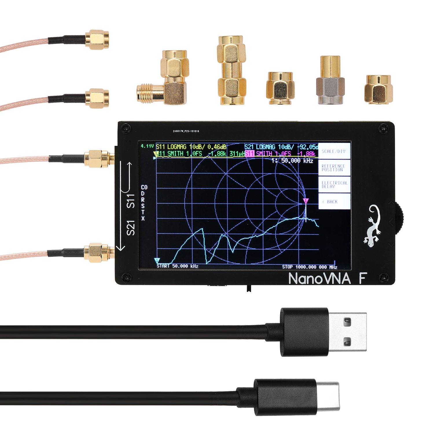 KOGEEK NanoVNA-F Portable Handheld Vector Network Analyzer SWR Meter 50KHz-1000MHz 4.3 Inch IPS TFT Digital Display Touching Screen Shortwave MF HF VHF Antenna Analyzer. 