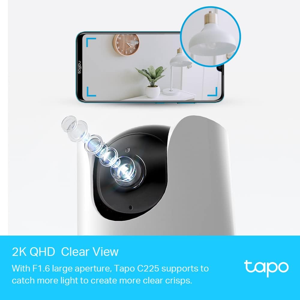 TP-Link Tapo C225 2K 4MP Pan/Tilt AI Home Security Wi-Fi IP Camera with Night Vision. 