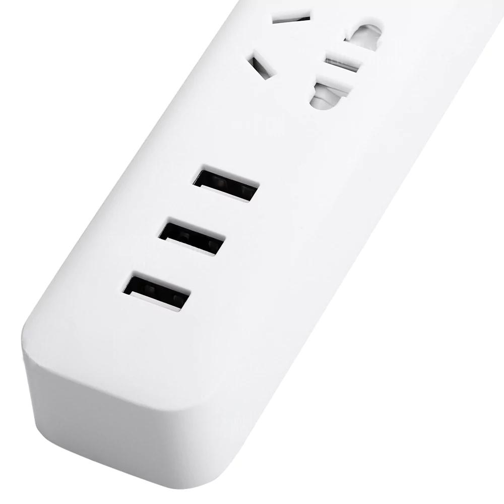 Xiaomi Mini Smart 3 Power Sockets 3 USB Charging Ports Support 2A Quick Charging Power Strip - White (white). 