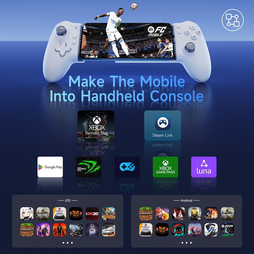 EasySMX M15 Mobile Phone Controller Type C Bluetooth Gamepad for iPhone 15/16 Cloud Gaming Xbox Game Pass Call of Duty. 