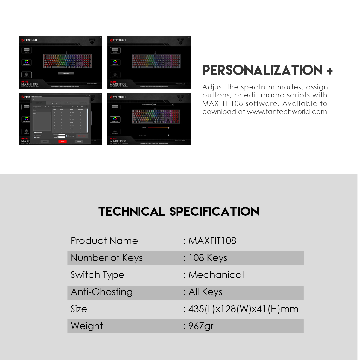 FANTECH MK855 MAXFIT108 RGB MECHANICAL KEYBOARD. 