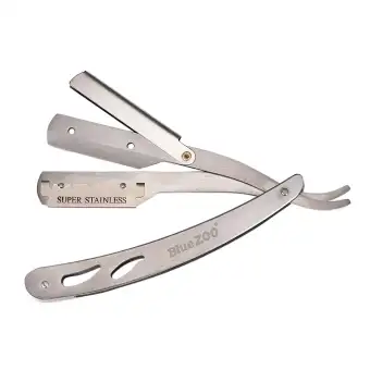 Blue Zoo 1 Set Men Straight Barber Edge Steel Razors Folding