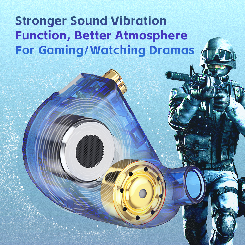CVJ Luki Dual Unit Vibrating Gaming In-ear Headset Professional Vibration +10mm Flagship Dynamic With HD microphone. 