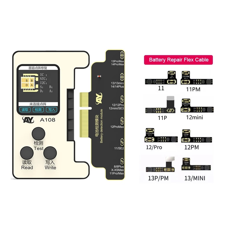 AY108 True Tone Dot Matrix Projector Repair Programmer For iPhone 8-14 Pro MAX Face ID/Battery FPC Flex Cable Read/Write Tool. 