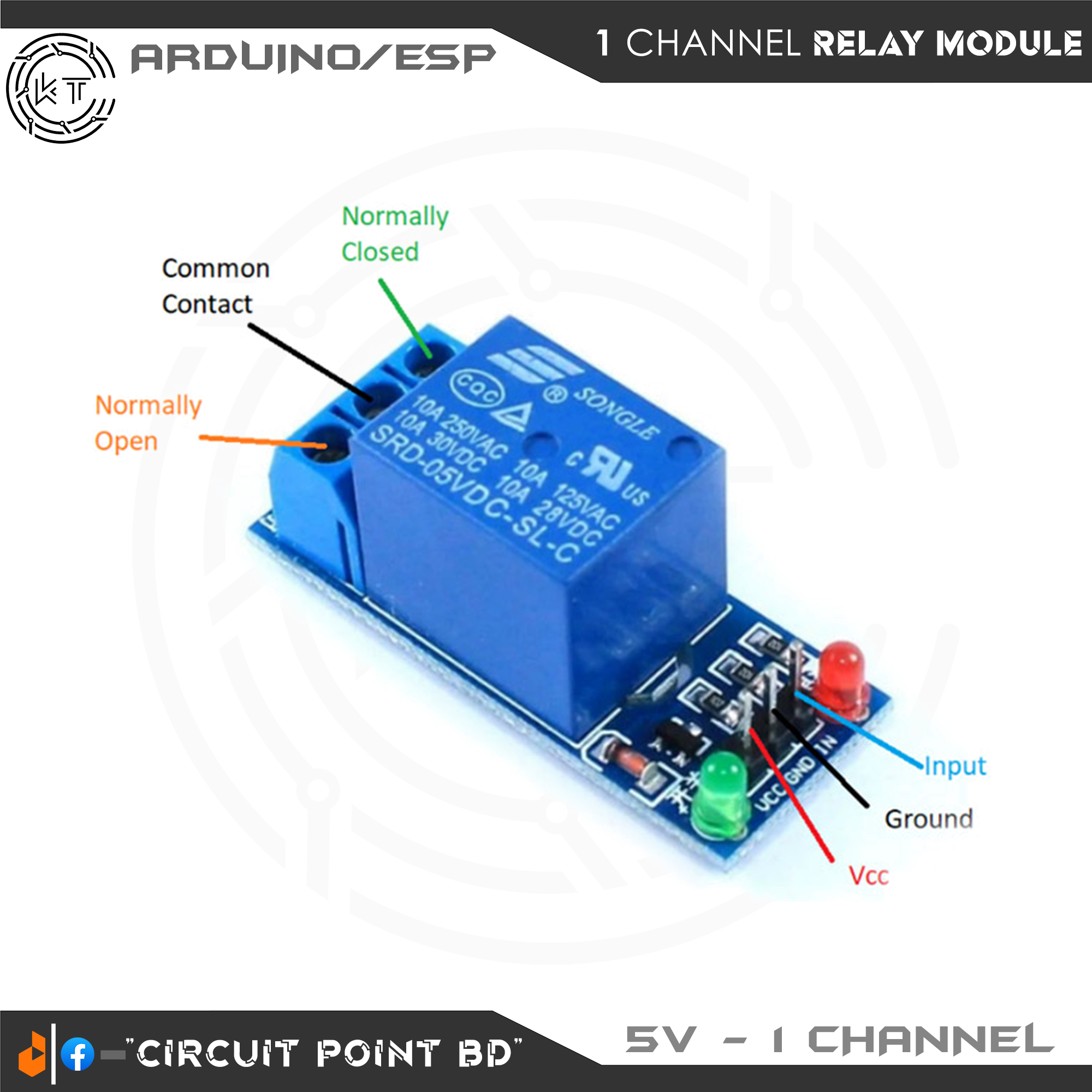 DC 5V Single 1 Channel Relay Module Interface With AC 220V Household Application Device for Arduino, ESP, Raspberry Pi or DIY Electronic.. 