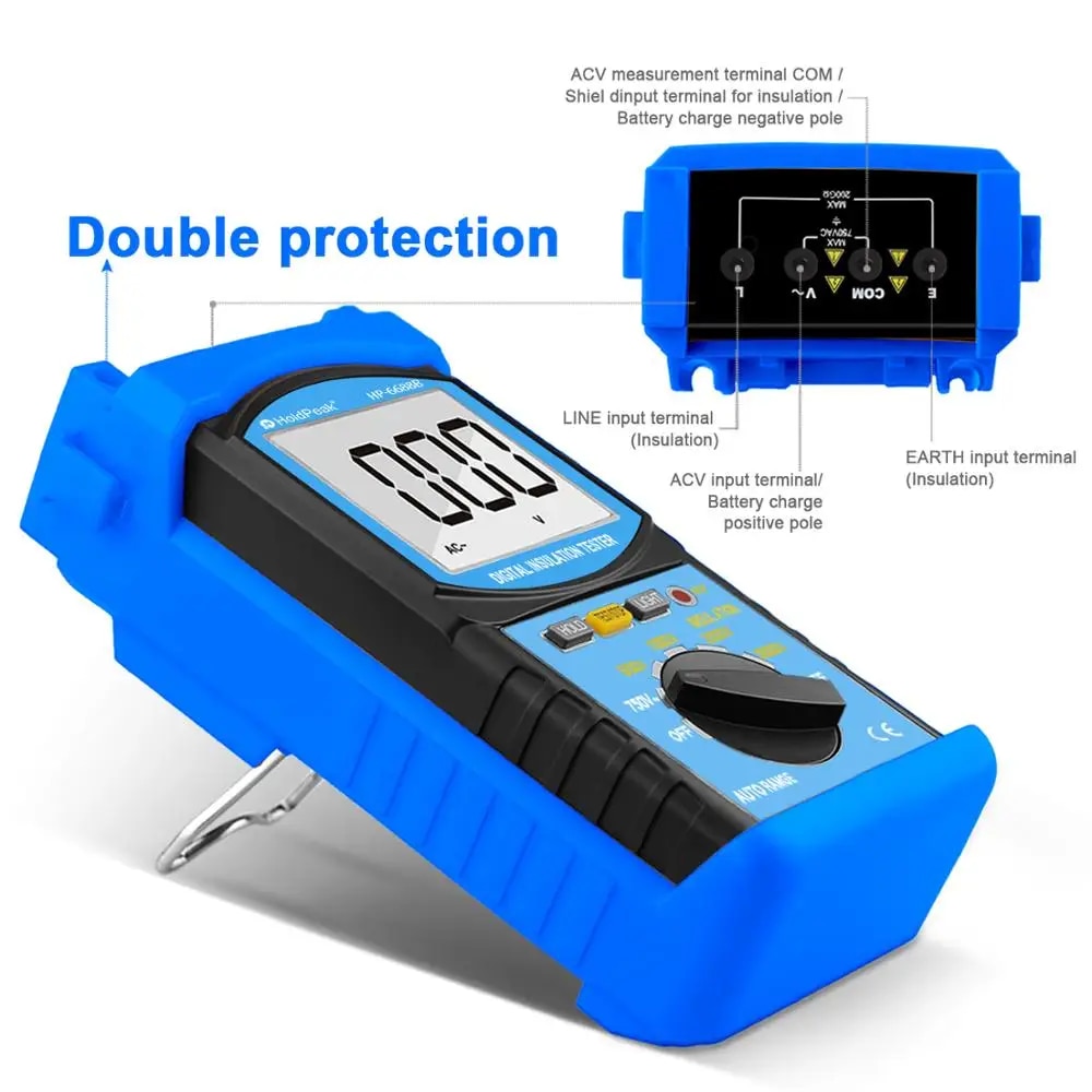 Hold-Peak HP-6688B 200MΩ Insulation Resistance Tester Megometer Digital Handheld Meter 5000V Auto Range Insulated Anti-Magnetic. 