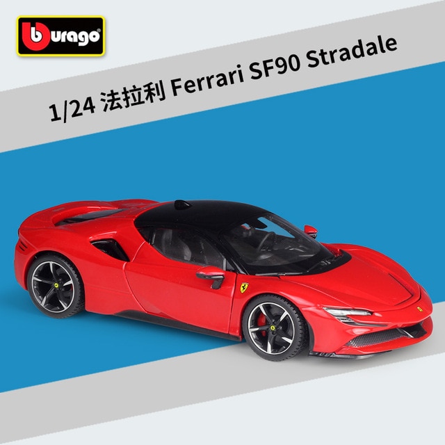 Bburago 1:24 Ferrari SF90 Stradale Black Sports Car Static Die