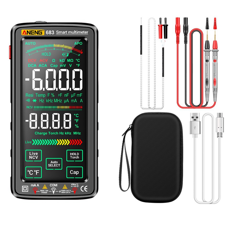 ANENG 683 Smart Multimeter High-End Touch 6000 Counts Multimetro Test Rechargeable Multitester AC/DC Voltage Tester Tool Durable