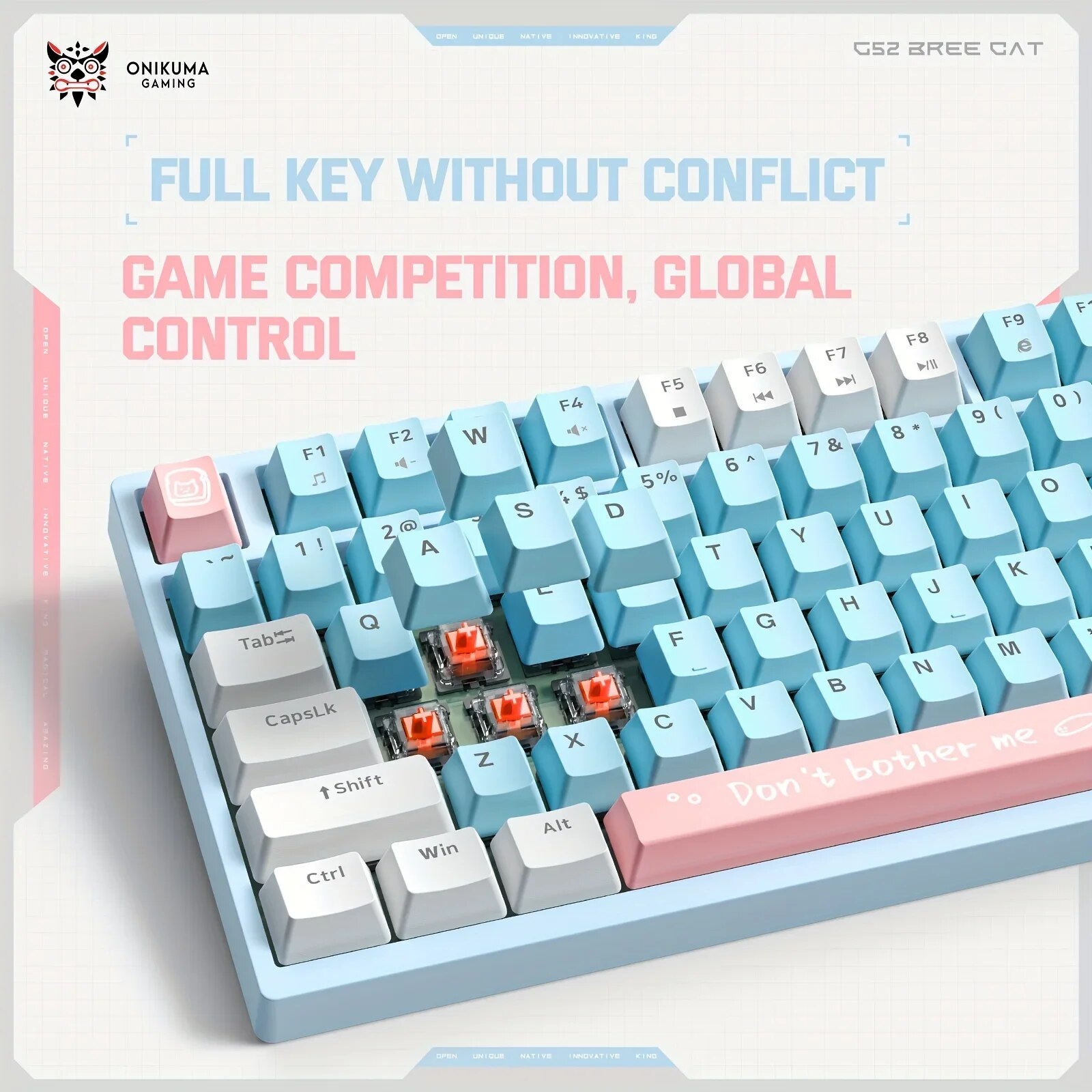Onikuma G52 Portable Fashion Wired Gaming Keyboard with LED Backlit Matte Key Caps 82 Keys for PC Laptop Mechanical Keyboards. 