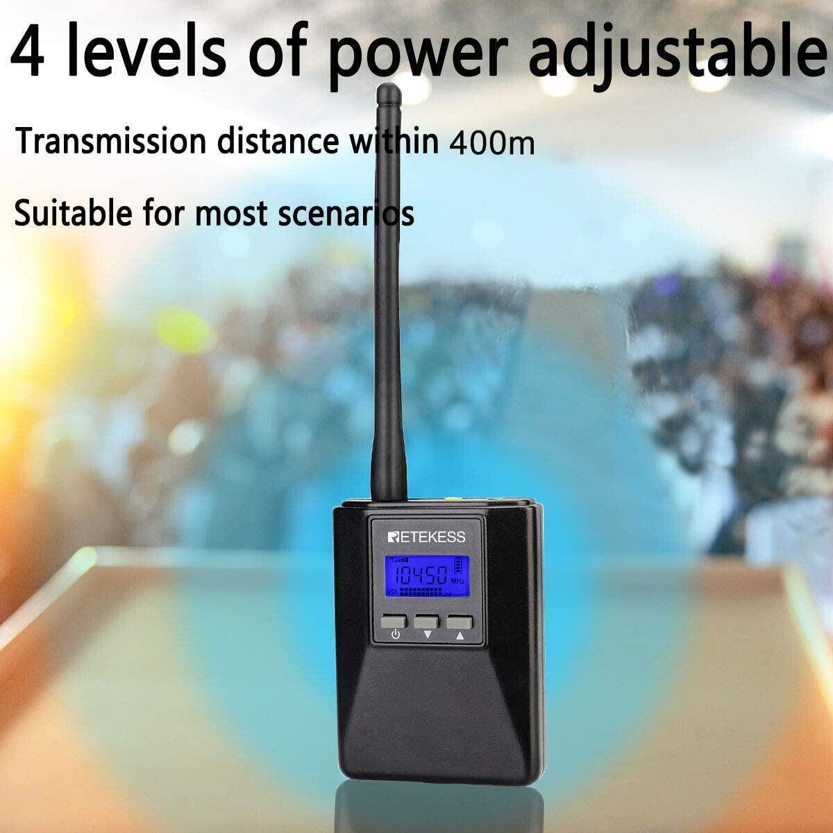 Retekess TR506 Portable FM Transmitter, Low Power FM Transmitter for Church Parking Lot, 400M Long Range Broadcast Stereo Radio Station for Drive-in Movie, Whole House, Tour Guide. 
