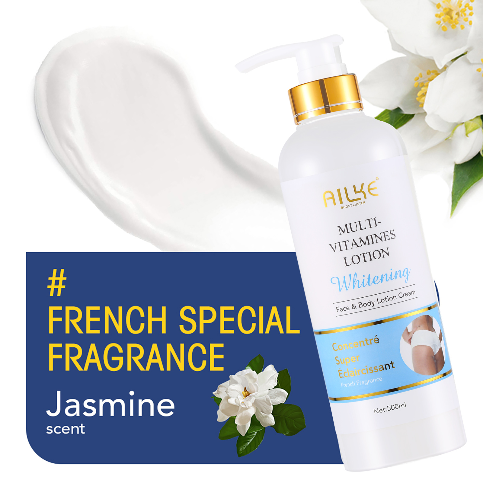 AILKE Multi Vitamin Whitening Body Lotion,With Vitamins A,E,B3,B5, Increase Skin Radiance,Even Skin Tone,Daily Moisturizer Cream. 