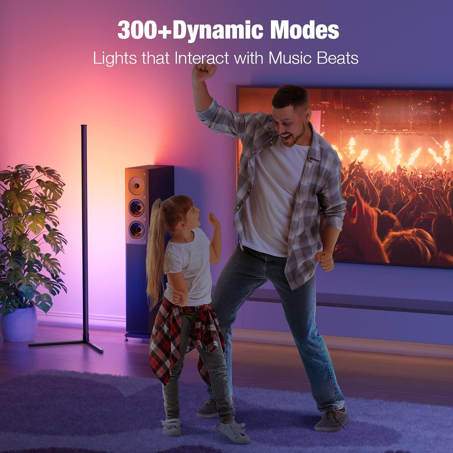 Smart RGB Dream Color Floor Lamp with Music Sync Modern 16 Million Color Changing Standing Mood Light with APP Remote Control. 